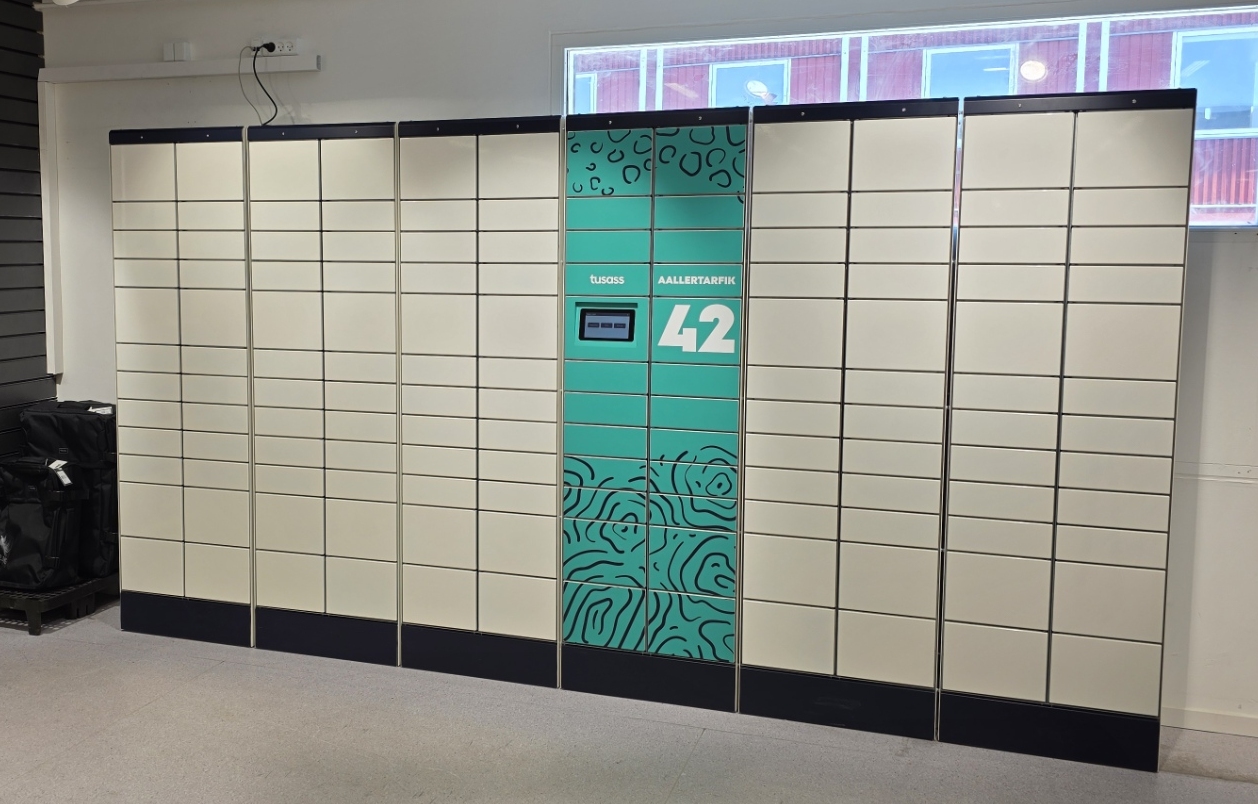 Indoor customer-facing locker bank